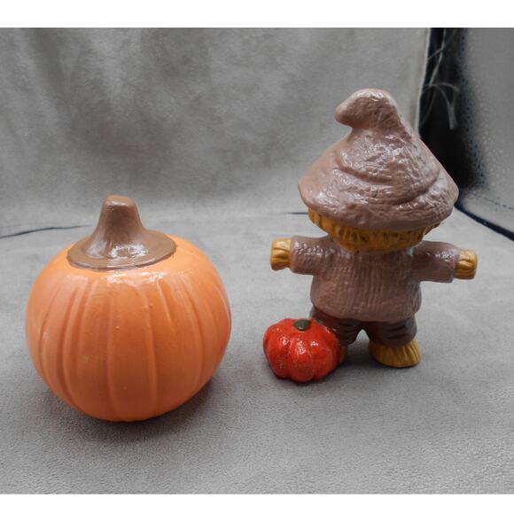 Vintage Halloween Ceramic Riverview Randy Scarecrow w/Pumpkin Lot - Picture 5 of 8